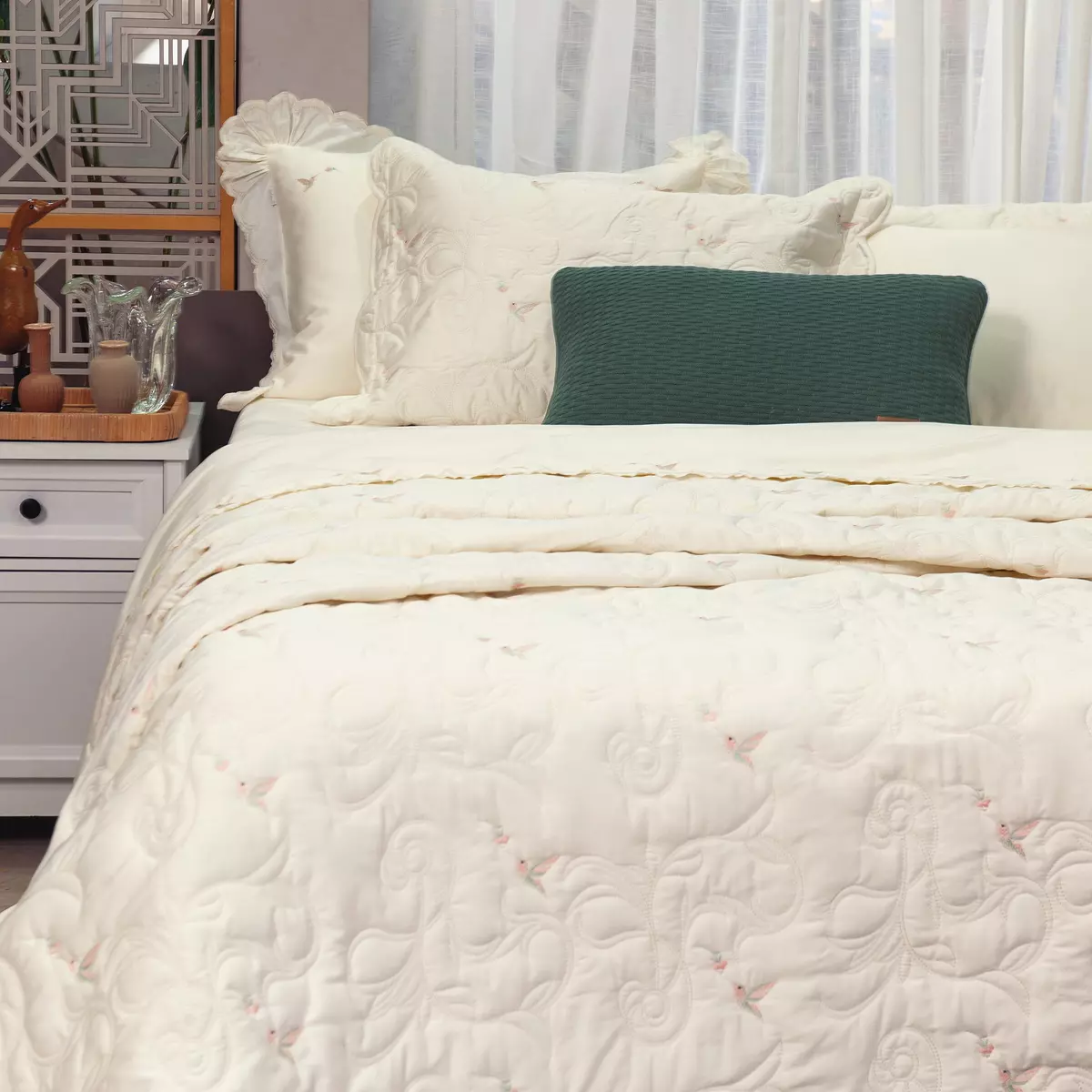 COBRE LEITO KING FLORIAN 03 PEÇAS - 400 FIOS EGIPCIOS foto adicional 2