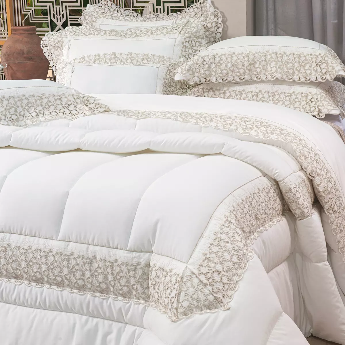 KIT EDREDOM SUPER KING  VALERIE 03 PEÇAS  - PERCAL 300 FIOS ACETINADOS foto adicional 2