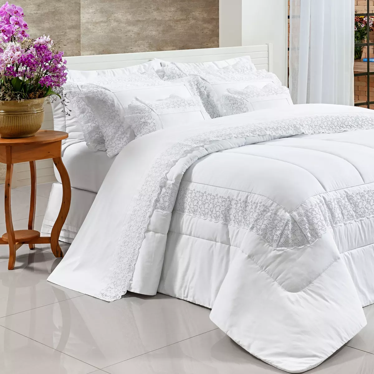 KIT EDREDOM SUPER KING  VALERIE 03 PEÇAS  - PERCAL 300 FIOS ACETINADOS foto adicional 4