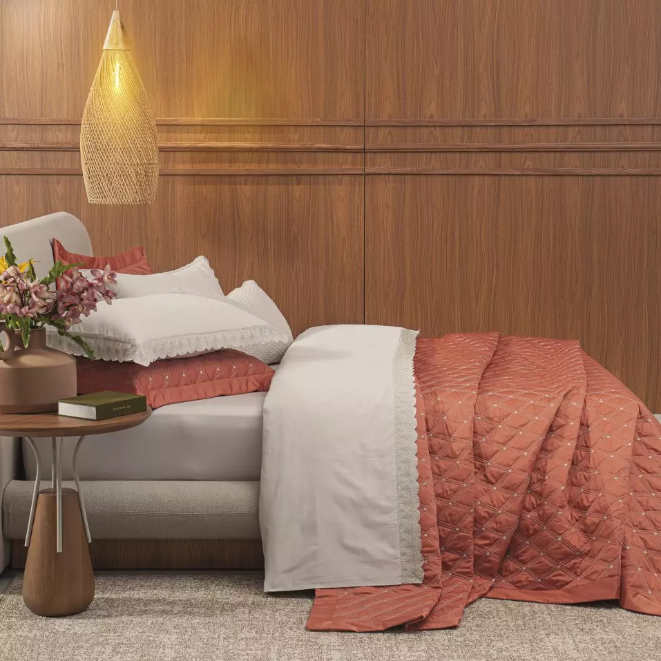 COBRE LEITO KING MAGGIO 03 PEÇAS - BORDADO - 400 FIOS EGIPCIOS