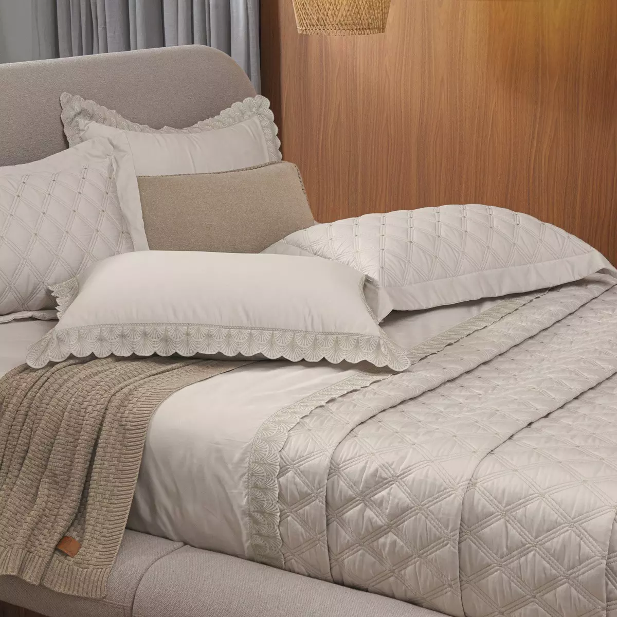 COBRE LEITO QUEEN MAGGIO 03 PEÇAS - BORDADO - 400 FIOS EGIPCIOS foto adicional 4