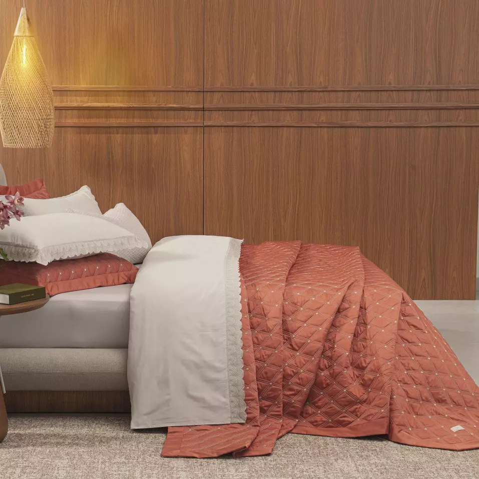 COBRE LEITO SUPER KING MAGGIO 03 PEÇAS - BORDADO - 400 FIOS EGIPCIOS