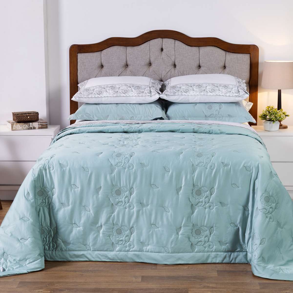 COBRE LEITO KING REQUINTE BORDADO 3 PEÇAS 400 FIOS ACETINADOS- MEDIDA DE SUPER KING