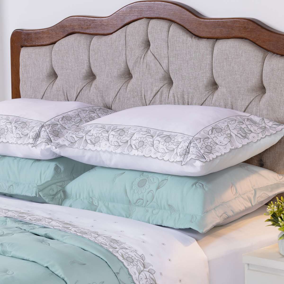 JOGO DE CAMA QUEEN REQUINTE 4 PECAS - PERCAL 400 FIOS ACETINADOS foto adicional 1