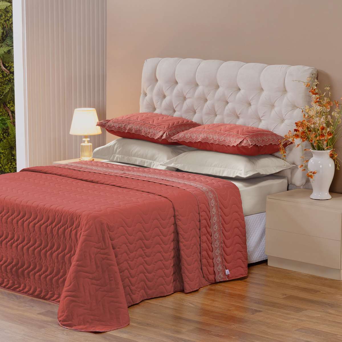 COBRE LEITO QUEEN  SUBLIME 3 PEÇAS - BORDADO- 200 FIOS