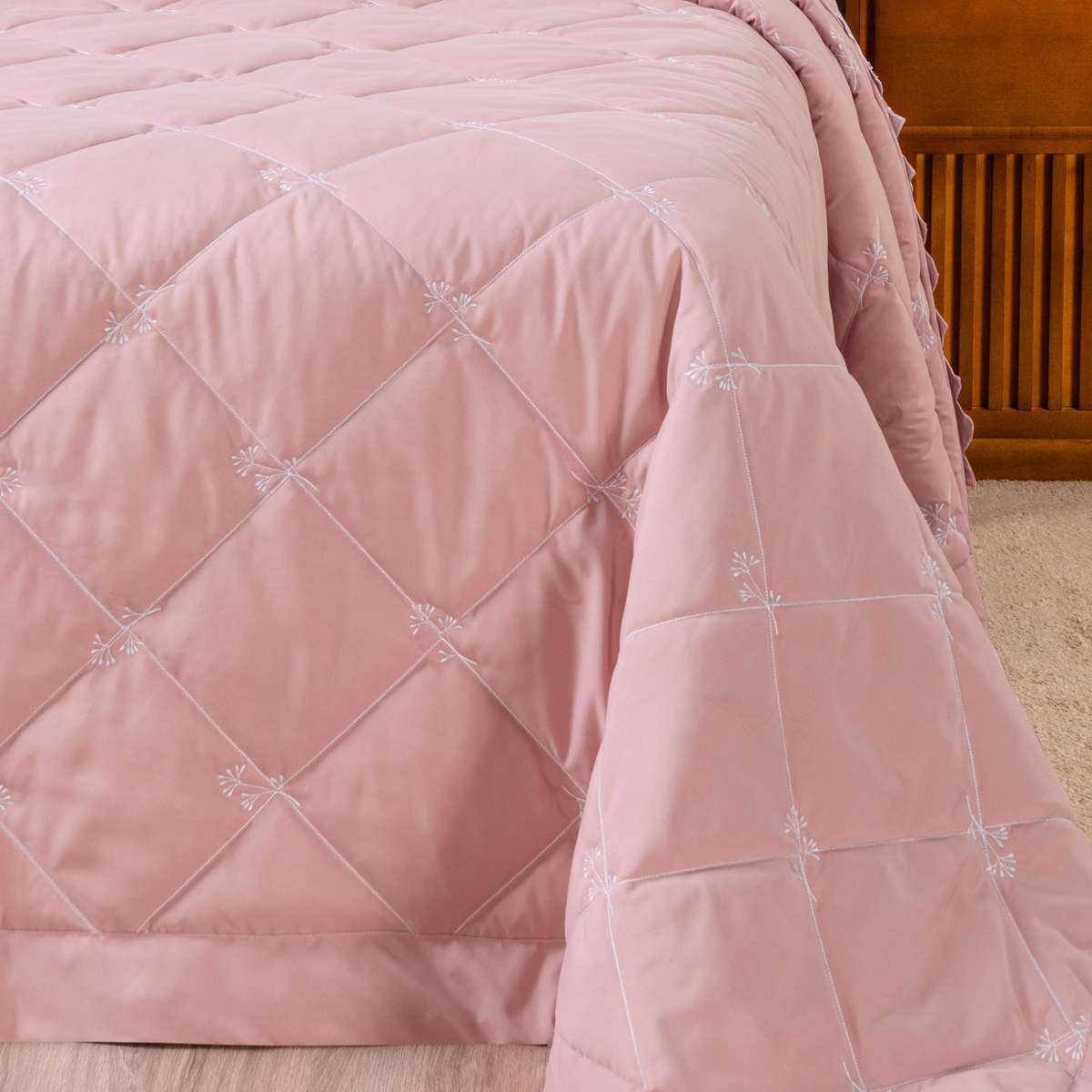 COBRE LEITO BORDADO KING FLORENCE HIPERCAL 3 PEÇAS  - 400 FIOS  foto adicional 1