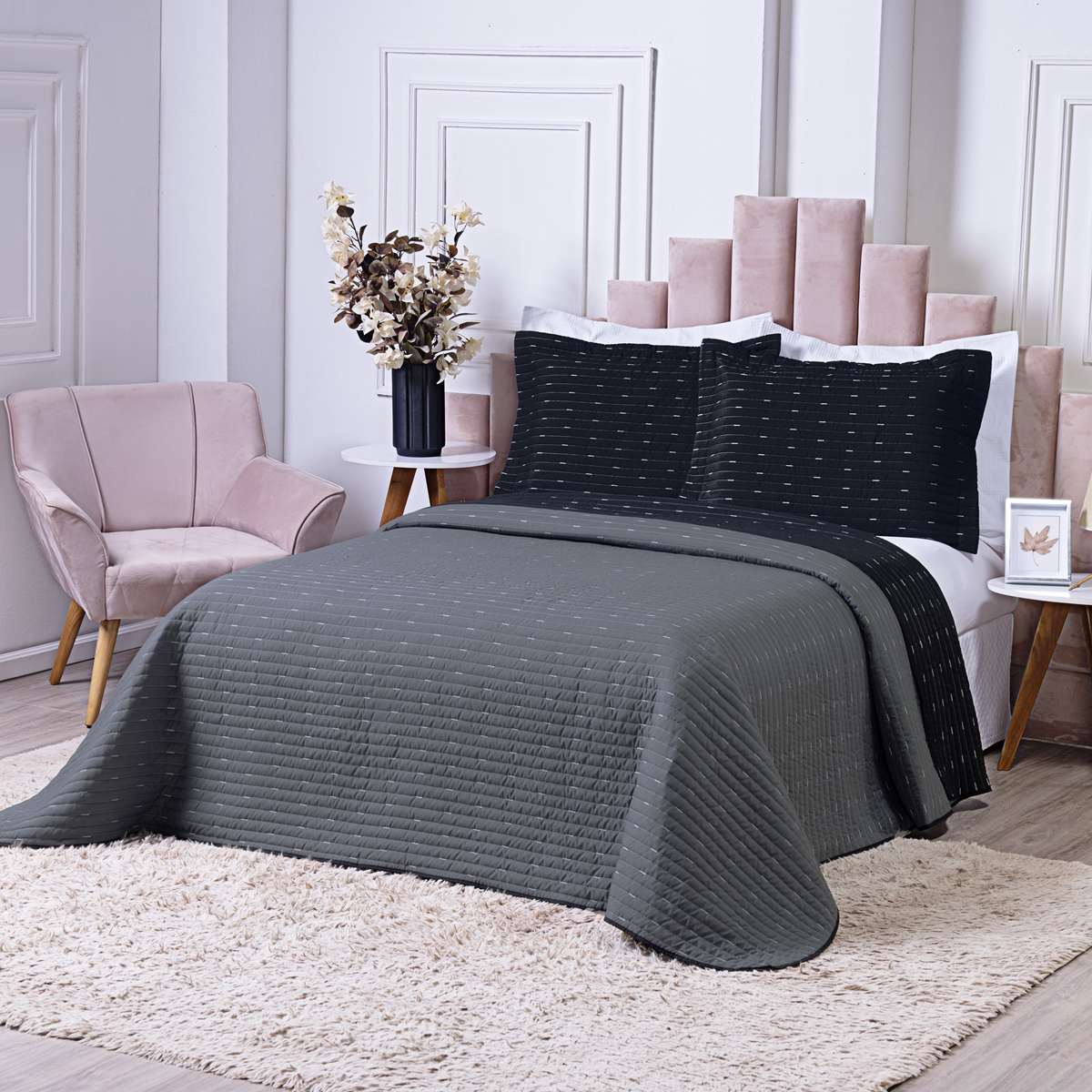 COBRE LEITO CASAL DAKAR 3 PEÇAS - HIPERCAL -200 FIOS foto adicional 2