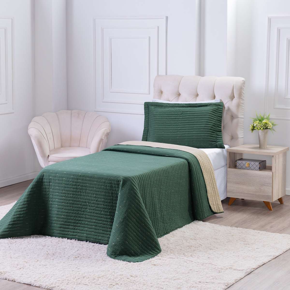 COBRE LEITO SOLTEIRO DAKAR  2 PEÇAS - 200 FIOS -  HIPERCAL