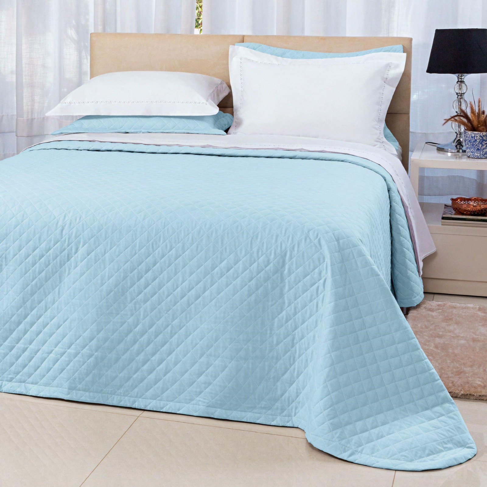 COBRE LEITO QUEEN NAPOLLI 3 PECAS- PERCAL 230 FIOS -  DUPLA FACE